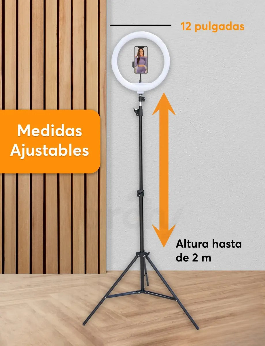 ARO DE LUZ RGB 12" CON TRÍPODE