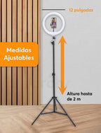 ARO DE LUZ RGB 12" CON TRÍPODE