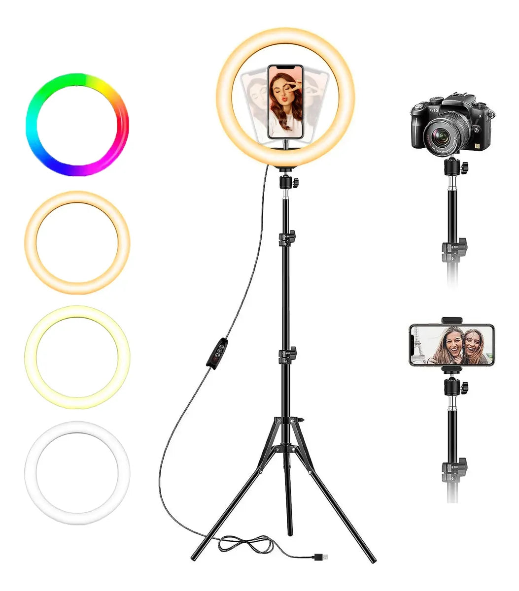ARO DE LUZ RGB 12" CON TRÍPODE