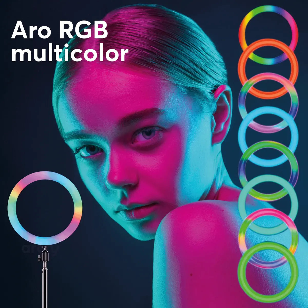 ARO DE LUZ RGB 12" CON TRÍPODE
