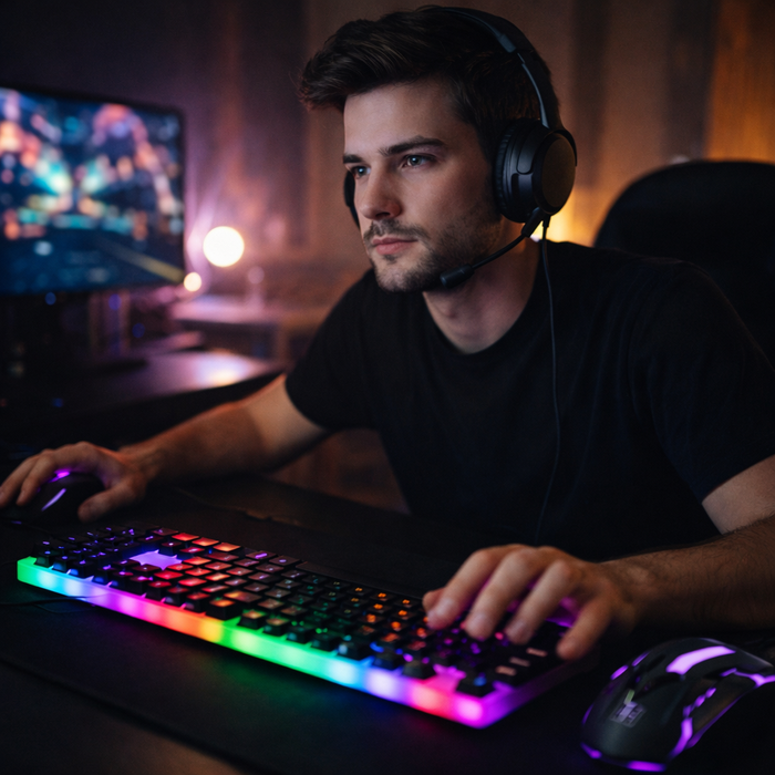 TECLADO Y MOUSE GAMER CON RETROILUMINACIÓN RGB