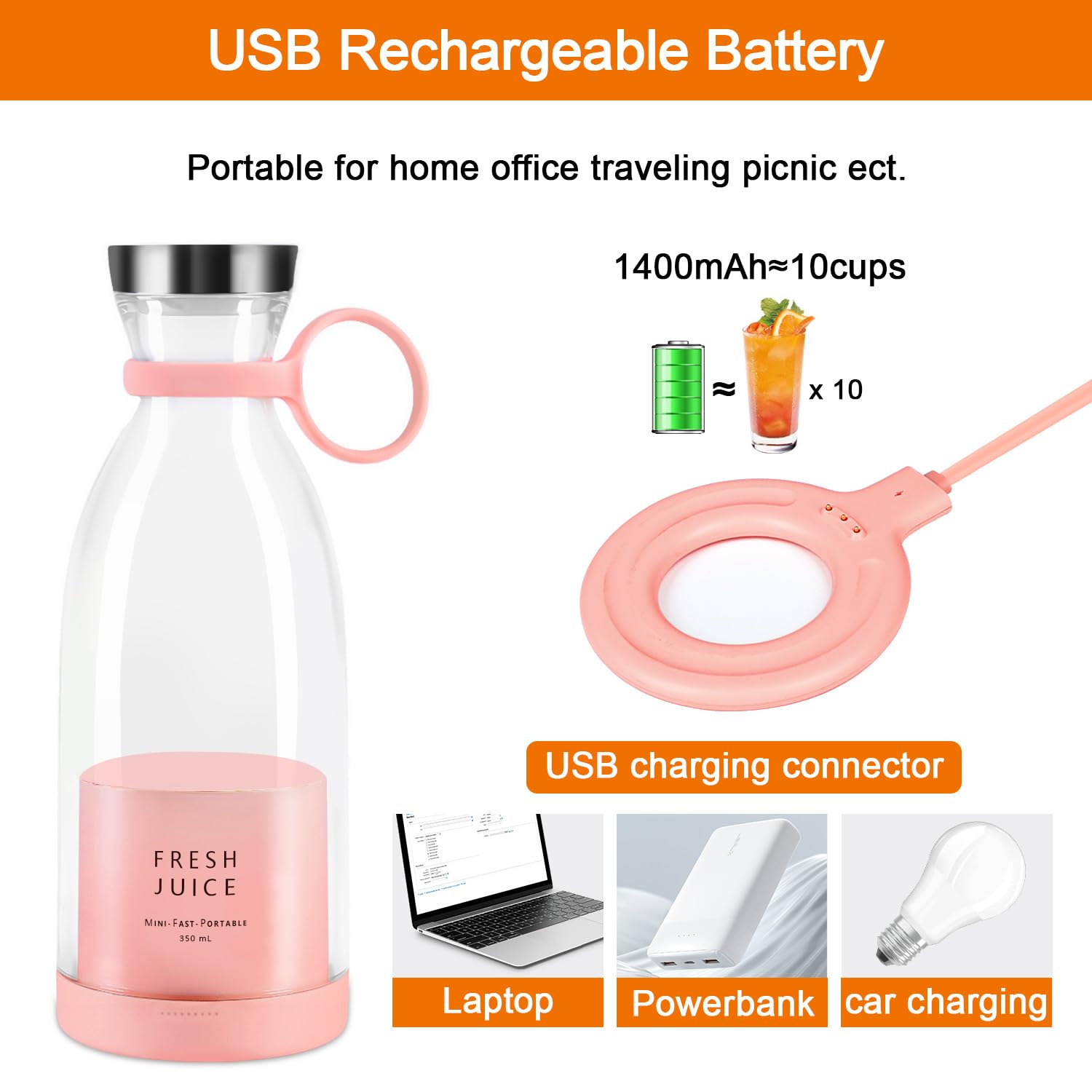 MINI LICUADORA PORTÁTIL RECARGABLE