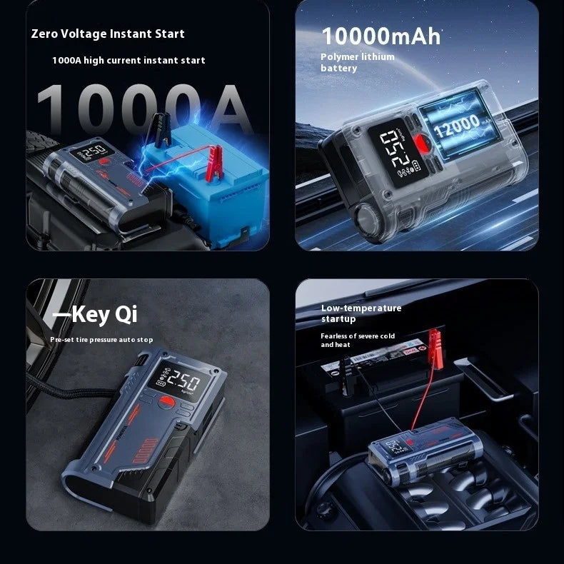 Impulsador de Batería + Compresor de Aire 2 en 1 - Herramienta Imprescindible para Auto